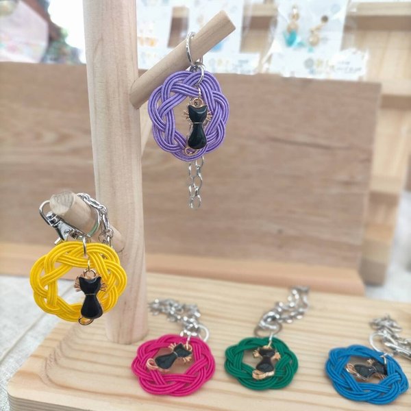 水引バックチャーム ぷっくり黒猫